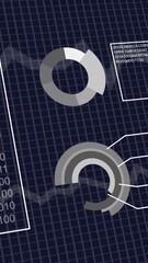 Poster - Animation of interface with binary coding and statistical data processing against blue background