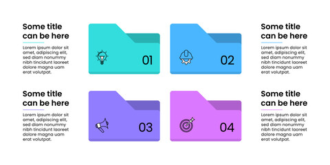 Poster - Infographic template. 4 folders with icons and text