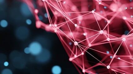 Poster - Abstract Polygonal Structure with Interconnected Dots and Lines for Data Visualization