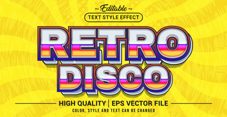 Aufkleber - Editable text style effect - Retro Disco text style theme. Vector text style illustration template.