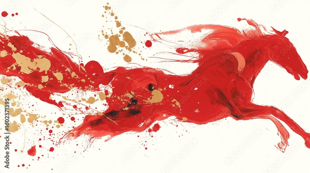 Symbolic horse illustration representing the year 2026 with dynamic red ...
