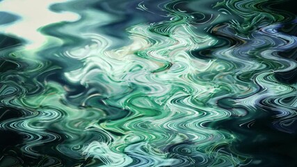 Slow motion green water puddle wavy abstract composition.
