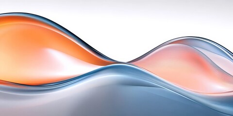Poster - Fluid Design with Smooth Waves and Gradient Colors for Digital Art Backgrounds in Blue and Orange