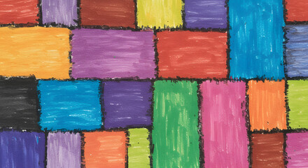 Poster - Colorful Rectangles: A vibrant artwork of overlapping, multi-colored rectangles, forming a rich tapestry of shapes and hues. A joyful burst of color and form!