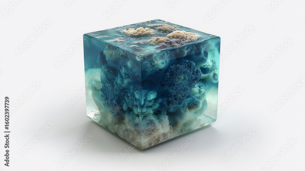 This unique cube of biocement showcases the fusion of living organisms ...