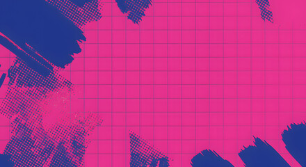Poster - Abstract Grids and Strokes: A bold and graphic design featuring vibrant strokes of paint overlaying a grid pattern. The combination of color and shape offers a dynamic backdrop for creative projects.
