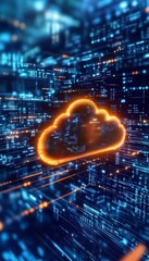 Poster - Golden Cloud with Abstract Data Streams and Cyber Security Concept for Information Technology Era