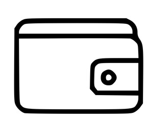 Aufkleber - Simple black and white line drawing of a classic wallet.
