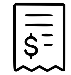 Aufkleber - Simple black and white graphic of a receipt with dollar sign.