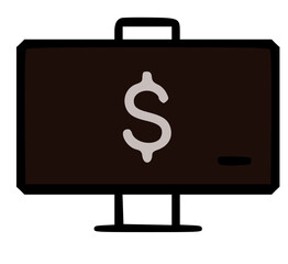 Aufkleber - A computer monitor displaying a large dollar sign, symbolizing online finance or digital wealth.
