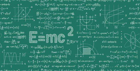 Wall Mural - seamless scientific formula background on blackboard.
