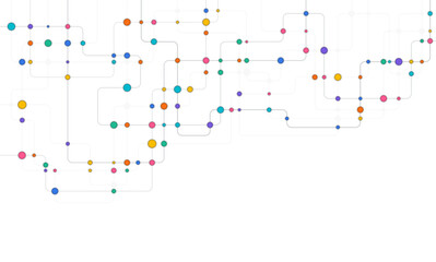 Poster - Circuit connect lines and dots. Network technology and Connection concept. Decentralized network nodes connections
