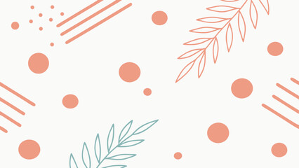 Poster - Abstract pattern with coral circles and teal leaf outlines