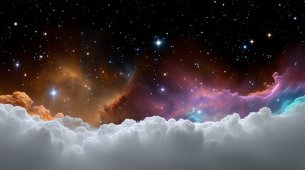 Wall Mural - colorful sky with clouds and stars. the sky is filled with a variety of colors and shapes, creating 