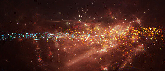 Wall Mural - abstract glitter gold and black lights background. de-focused