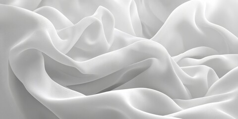 Poster - Elegant White and Silver Satin Fabric Background Featuring Soft Folds and Flowing Texture Design