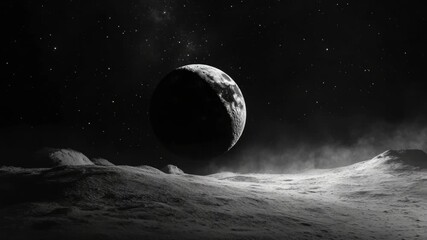 Wall Mural - a breathtaking view of a solitary moon floating amidst the starry darkness of space, with hints of c