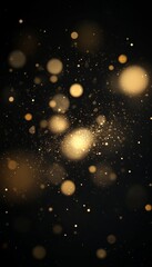Poster - Golden Bokeh on Black Background, A Dazzling Display of Light and Radiance with Glittering Effects