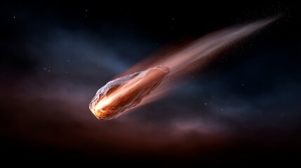 Wall Mural - meteor is falling through the sky. the image is dark and moody, with the meteor leaving a trail of l