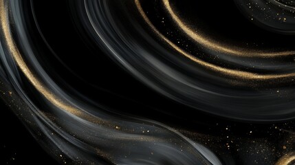 Poster - Elegant Abstract Art with Golden Accents and Dark Hues Featuring Dynamic Circular Patterns