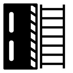 Leinwandbilder - Black and white image of a ladder and a door. The ladder is on the right side of the door