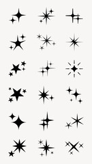 Poster - Shine star sparkle vector set. Sparkle star icons. Shine icon. Stars sparkle doodles vector. Set sparkles star symbols vector. Bright sparkle, star sparkle, shiny flash star. Star shine sparkle icon