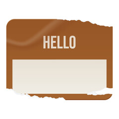 Wall Mural - wrinkled torn name tag sticker with grunge texture and vintage brown color. blank vector label with 