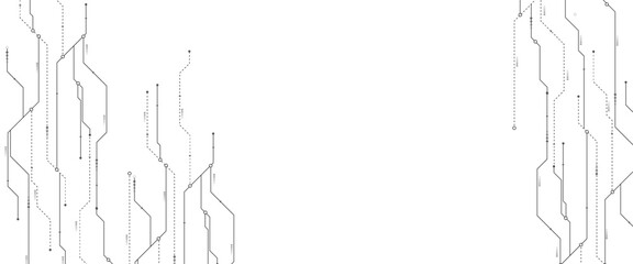 Fototapete - Vectors White Abstract geometric dots and lines connection circuit concept. Hi tech digital connect, communication, High technology concept.