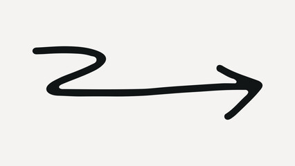 Poster - Curved black arrow in minimalist hand-drawn style on white, element vector