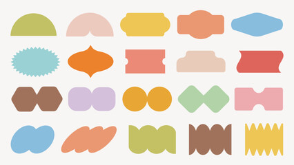 Poster - Pastel vectors. Colorful abstract shapes in forms and colors. Shapes include circles, ovals, and rectangles. Bright shapes on a neutral background. Abstract shapes collection. Pastel vector set.