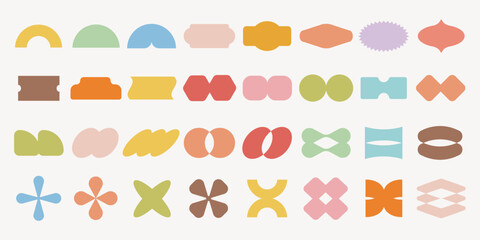 Poster - Pastel vectors. Colorful geometric shapes in a variety of styles. Shapes include circles, squares, triangles, and more. Bright and vibrant geometric patterns. Pastel elements, vector set.
