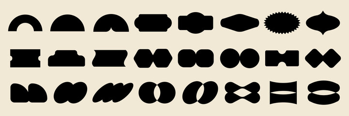 Poster - Collection of abstract black shapes. Geometric shapes include circles, squares, triangles. Abstract shapes, geometric designs, black silhouettes. Black shapes, vector element set.