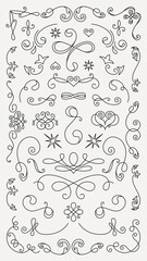 Poster - Elegant black decorative swirls and flourishes on a white background. Swirls and flourishes create a classic, ornate design. Perfect for decorative projects. Hand drawn ornament vector set.