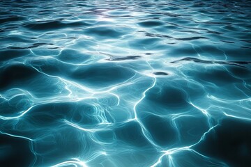 Poster - Stunning Turquoise Water Texture Abstract Background with Bright Light Reflections and Gentle Waves