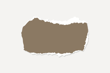 Poster - Brown torn paper piece on a light background, element vector