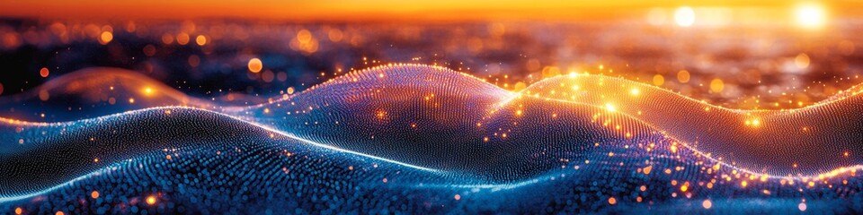 Poster - Abstract Motion Digital Waves in Translucent Form with Sound Visualization and Color Accents