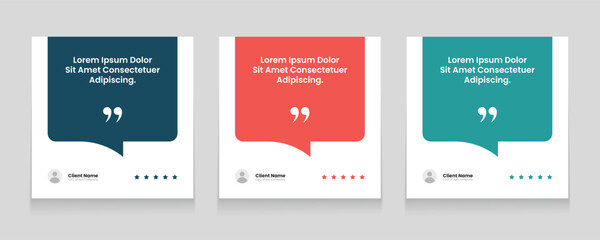 Quote frames blank templates set. Set of speech bubble quotes template. Textbox isolated on a color background. Testimonials text in brackets, citation empty quote bubbles.