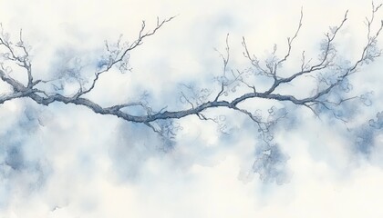 Poster - Whimsical Watercolor Landscape Dreamy Canopy of Branches with Soft Hues and Ethereal Textures