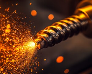 Poster - Precision Manufacturing with CNC Milling Machine and Dynamic Flying Sparks Showcasing Innovation