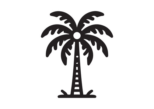 Palm tree Line art silhouette vector illustration