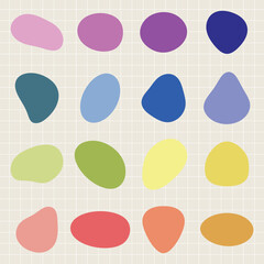 Poster - Colorful abstract shapes in various sizes and forms, featuring vibrant colors like red, blue, green, and yellow. Abstract shapes create a playful, artistic pattern. Colorful shapes, vector set.