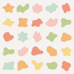 Poster - Colorful abstract shapes in various sizes and forms, featuring vibrant colors like red, blue, green, and yellow. Abstract shapes create a playful, artistic pattern. Colorful shapes, vector set.