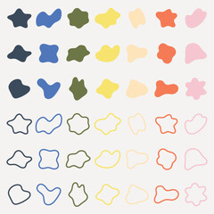 Poster - Colorful abstract shapes and outlines in various colors like blue, green, yellow, and pink. Abstract shapes create a playful, artistic pattern. Colorful shapes, vector element set.