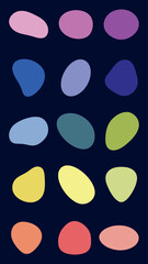 Poster - Colorful abstract shapes in various sizes and forms, featuring vibrant colors like red, blue, green, and yellow. Abstract shapes create a playful, artistic pattern. Colorful shapes, vector set.