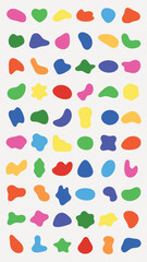 Poster - Colorful abstract shapes in various sizes and forms, featuring vibrant colors like red, blue, green, and yellow. Abstract shapes create a playful, artistic pattern. Colorful shapes, vector set.
