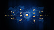 © KanawatTH - Global data file sharing network showing folders connected over a digital world map, and secure communication. Technology big data digital background. 3d rendering