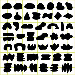 Poster - Abstract black shapes on a background. Various geometric and organic forms. Bold, abstract, and dynamic shapes create a striking contrast. Funky shapes vector set.