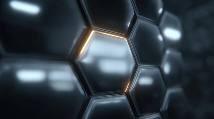Poster - Futuristic smart television interface with honeycomb hexagonal design for modern technology concepts