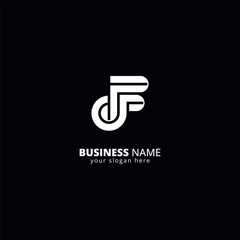 Poster - Modern Creative Letter DF, FD Logo, Bold Style Monogram Design.