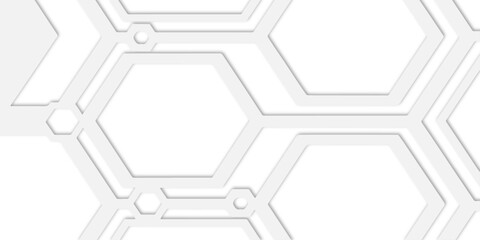 Aufkleber - Geometric white background with hexagon pattern and connecting lines in a modern style nested inside each other in a clean design.